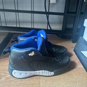 Jordan Black and Blue Mid-Top Sneakers